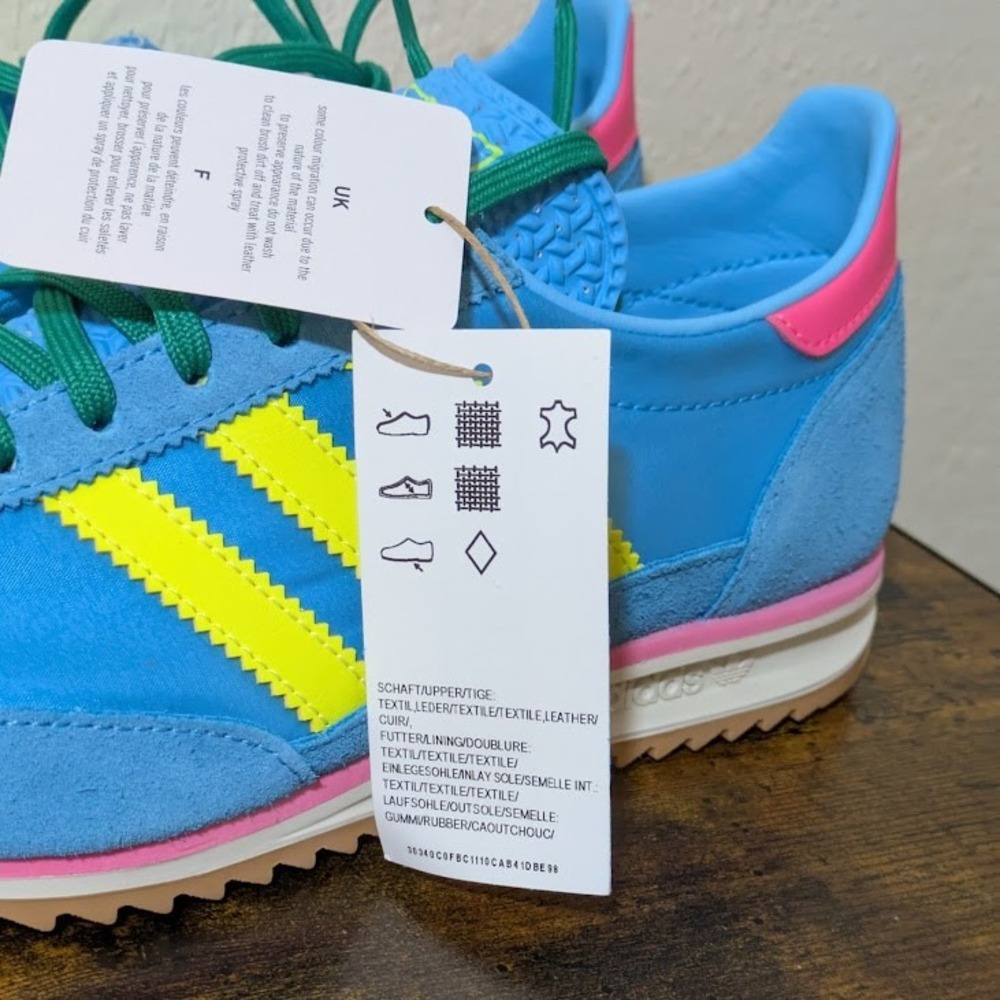 NEW Adidas SL 72 OG Sneakers Womens Sz 6.5 Sky Rush Solar Yellow Lucid Pink - Picture 12 of 16